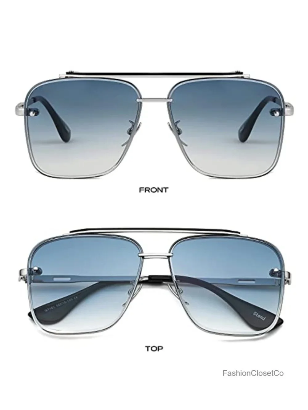 Retro Aviator Gradient Sunglasses UV400 Protection Metal Frame